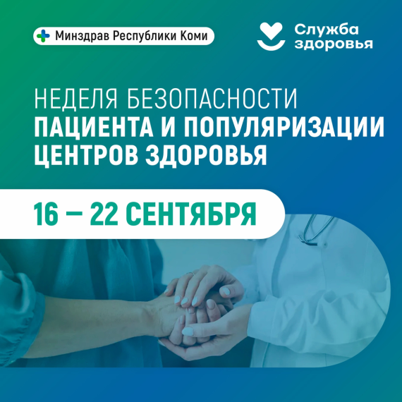 16-22 сентября - неделя безопасности пациента и популяризации центров здоровья.